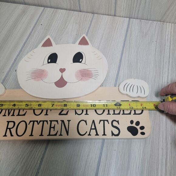Vtg 1997 Home Of 2 Spoiled Cats Sign LTD Wall Plaque Door Hanging 9x14 Welcome - Picture 4 of 8